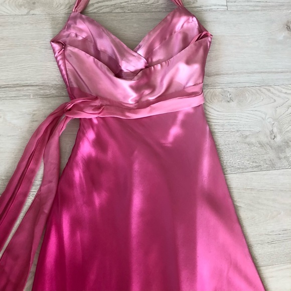 Cache Pink Ombré Satin Silk Halter Gown Dress - Picture 13 of 16